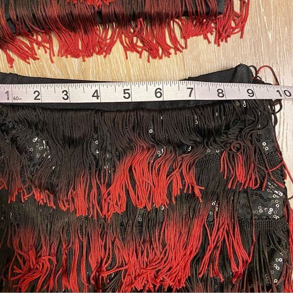 Costume Gallery dance 2 piece red sequin fringe tip skirt 20653 child SC - Picture 5 of 10